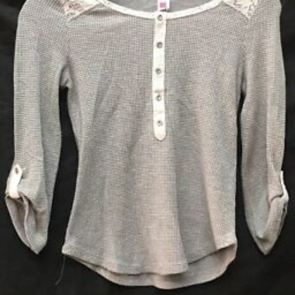 Beautees Girls Gray Top Trimed lace Size Large - Picture 2 of 3